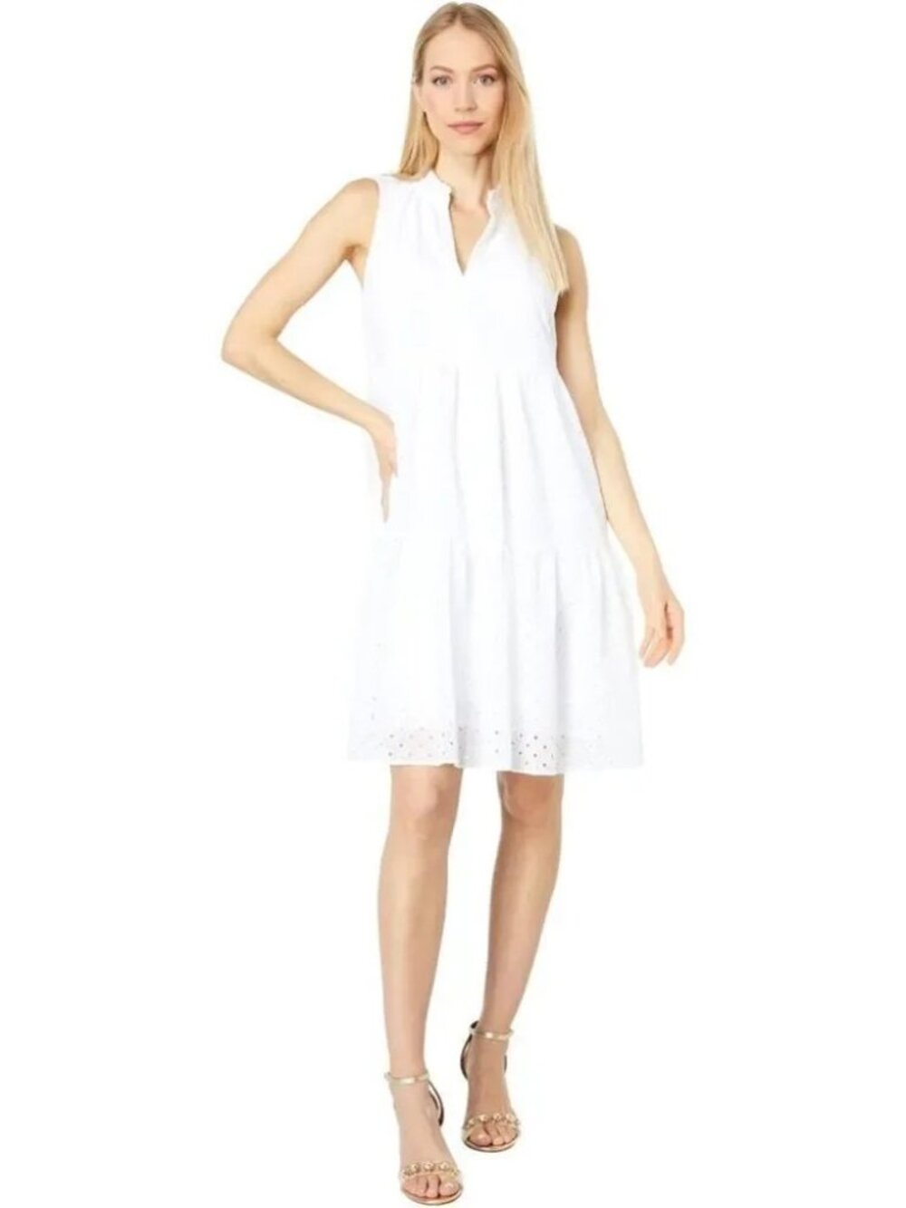 Lilly Pulitzer Novella Dress Size Medium Resort White Mini Medallion Eyelet